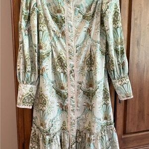 Elegant Green Patterned Midi Dress